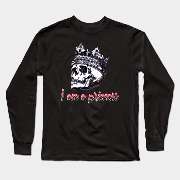 skull with crown - I am a princess Long Sleeve T-Shirt by Elizzart